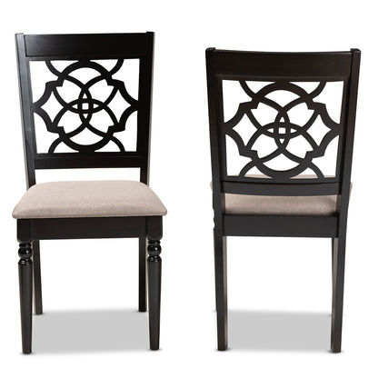 Baxton Studio - Renaud Set of 2 Dining Chairs in Sand/Dark Brown - RH332C-Sand/Dark Brown-DC-2PK view 2