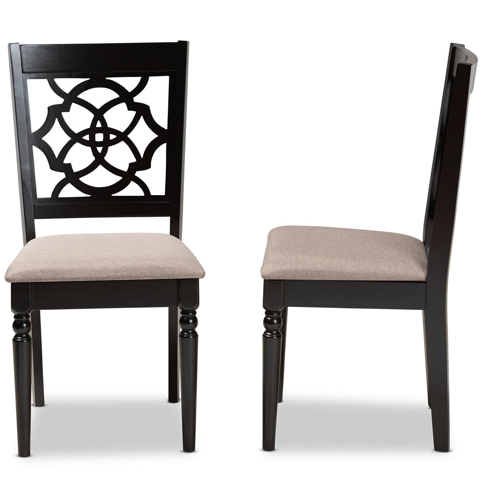 Baxton Studio - Renaud Set of 2 Dining Chairs in Sand/Dark Brown - RH332C-Sand/Dark Brown-DC-2PK view 3