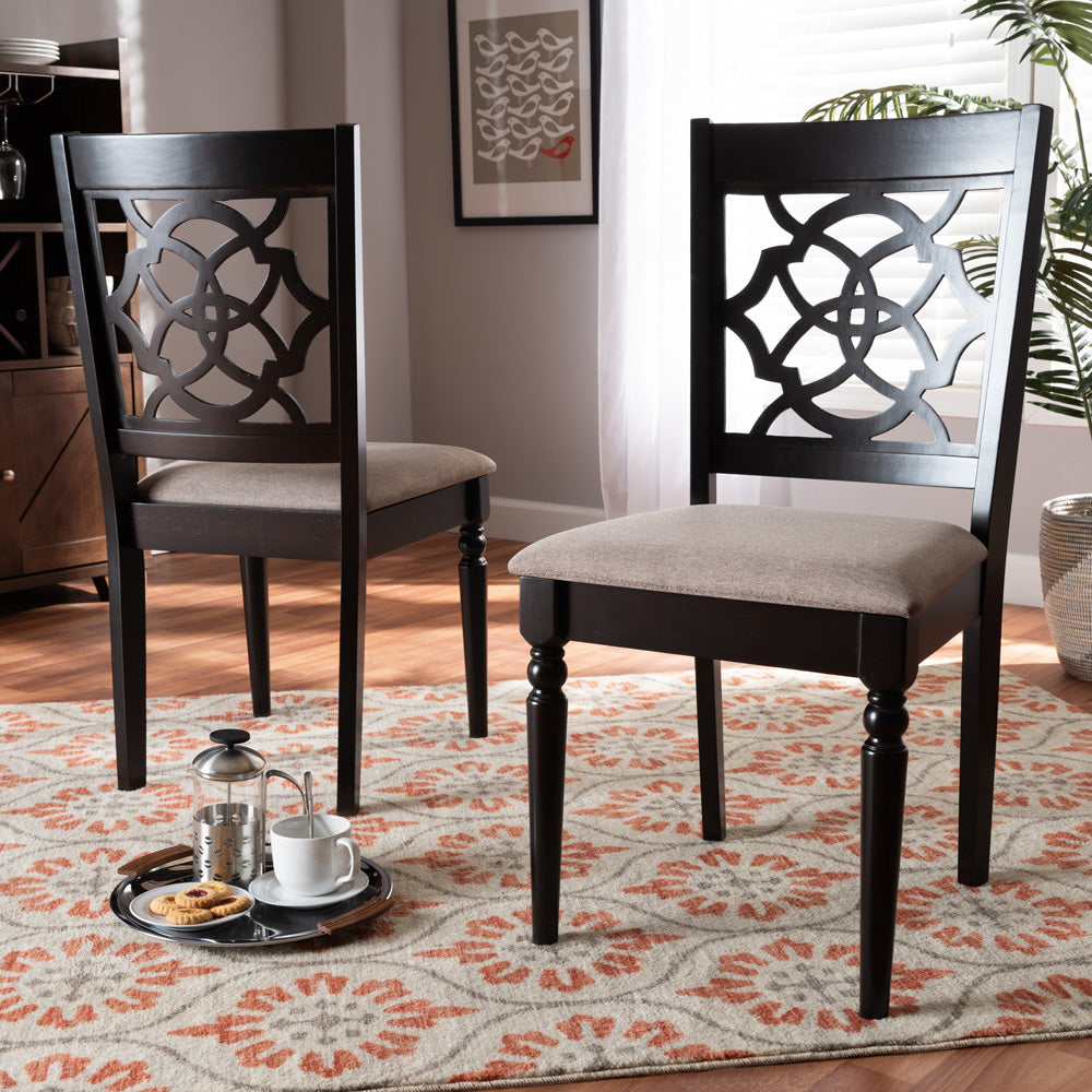Baxton Studio - Renaud Set of 2 Dining Chairs in Sand/Dark Brown - RH332C-Sand/Dark Brown-DC-2PK view 6