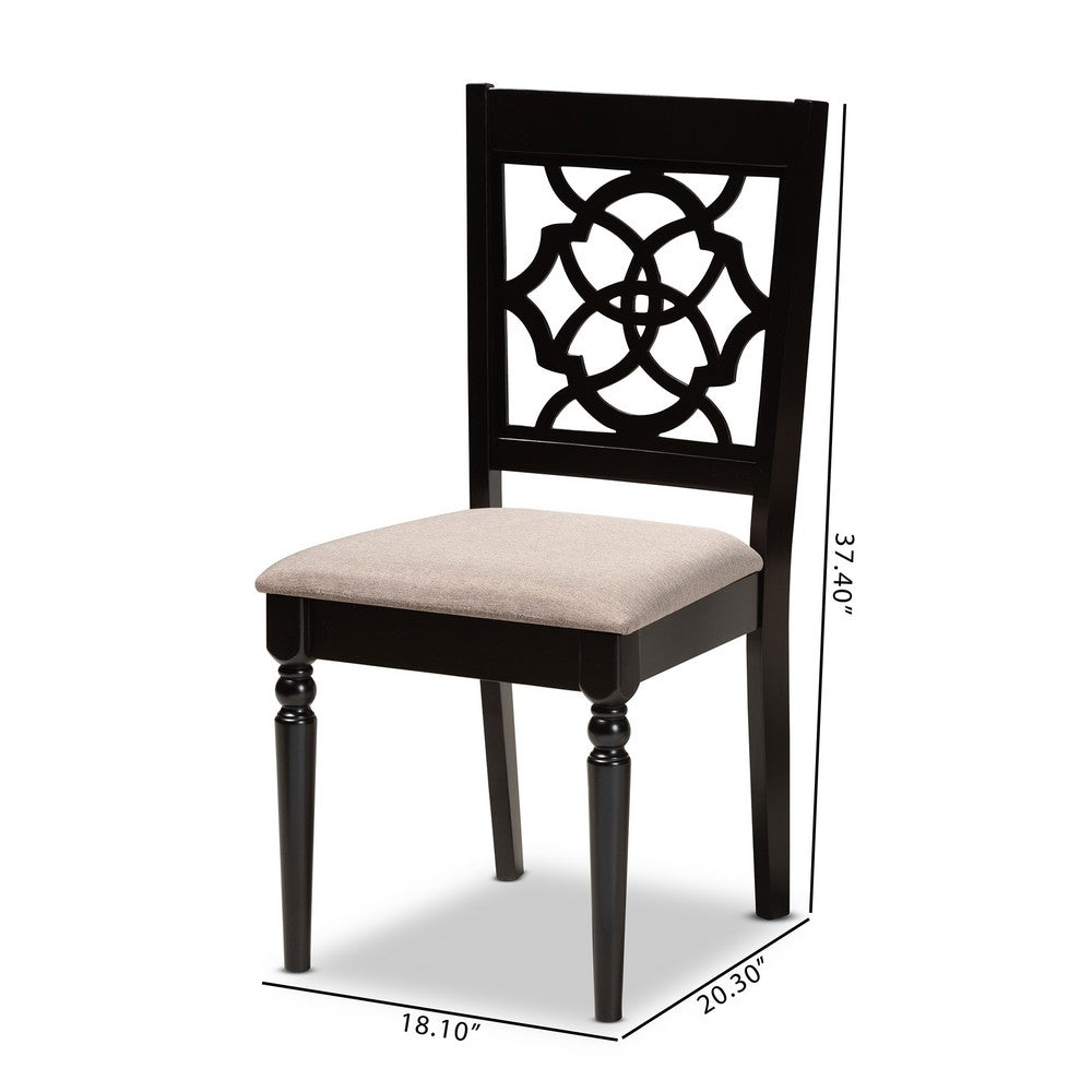 Baxton Studio - Renaud Set of 2 Dining Chairs in Sand/Dark Brown - RH332C-Sand/Dark Brown-DC-2PK view 8