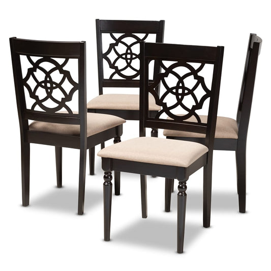 Baxton Studio - Renaud Set of 4 Dining Chairs in Sand/Espresso - RH332C-Sand/Dark Brown-DC-4PK view 1