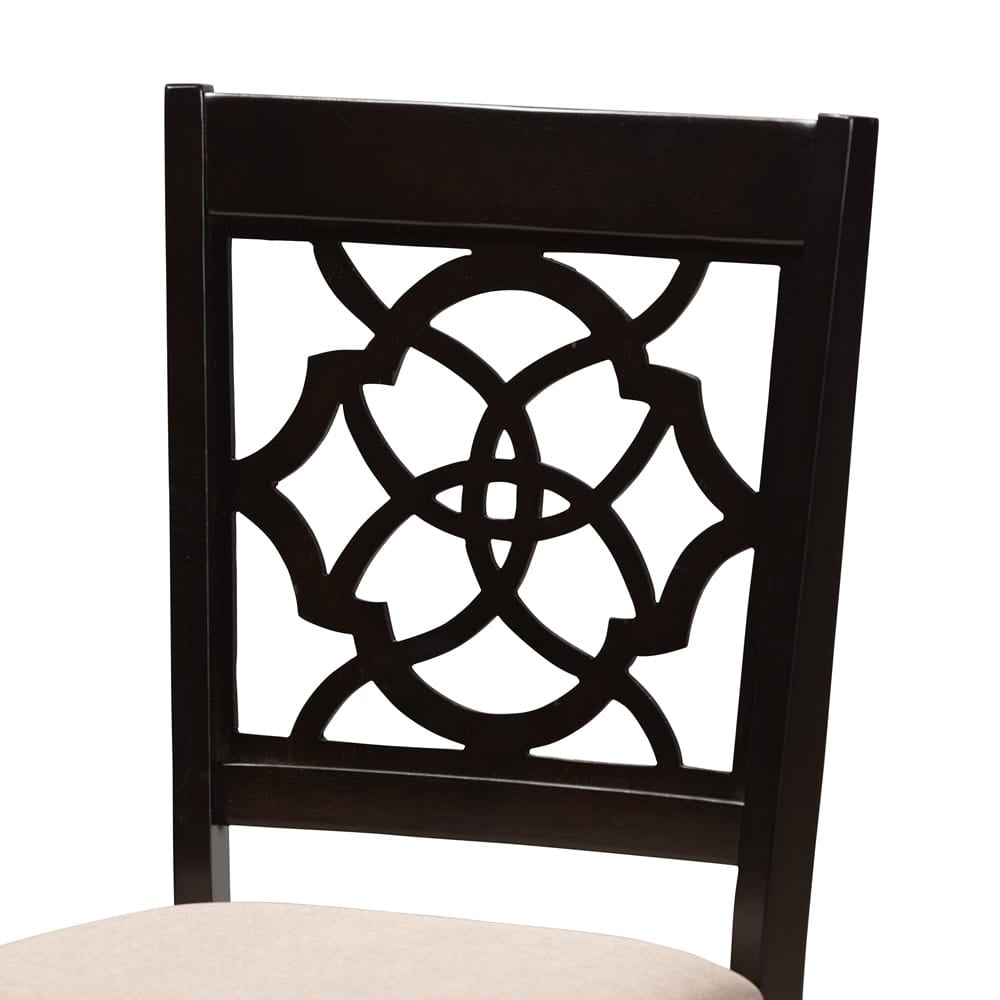 Baxton Studio - Renaud Set of 4 Dining Chairs in Sand/Espresso - RH332C-Sand/Dark Brown-DC-4PK view 3