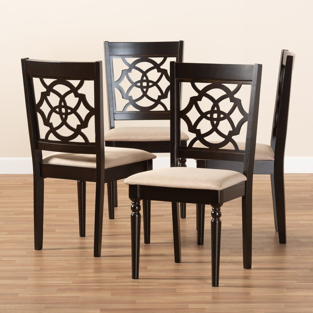 Baxton Studio - Renaud Set of 4 Dining Chairs in Sand/Espresso - RH332C-Sand/Dark Brown-DC-4PK view 4
