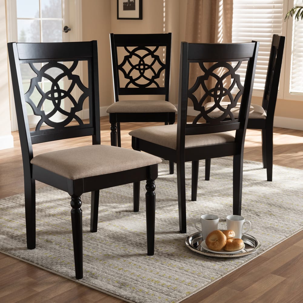 Baxton Studio - Renaud Set of 4 Dining Chairs in Sand/Espresso - RH332C-Sand/Dark Brown-DC-4PK view 5