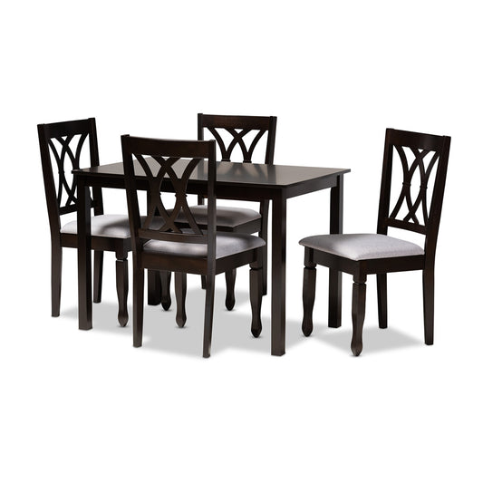 Baxton Studio - Reneau Dining Set in Gray/Espresso - RH316C-Grey/Dark Brown-5PC Dining Set view 1