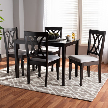 Baxton Studio - Reneau Dining Set in Gray/Espresso - RH316C-Grey/Dark Brown-5PC Dining Set view 3