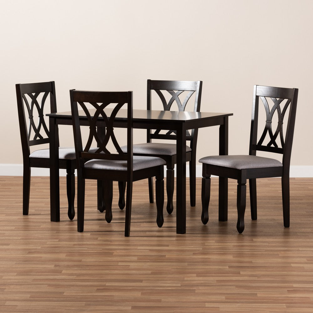 Baxton Studio - Reneau Dining Set in Gray/Espresso - RH316C-Grey/Dark Brown-5PC Dining Set view 4