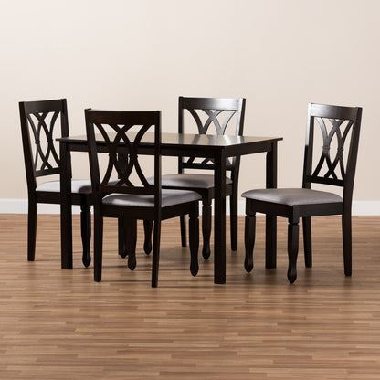 Baxton Studio - Reneau Dining Set in Gray/Espresso - RH316C-Grey/Dark Brown-5PC Dining Set view 4