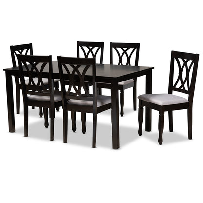 Baxton Studio - Reneau Dining Set in Grey/Espresso - RH316C-Grey/Dark Brown-7PC Dining Set view 1