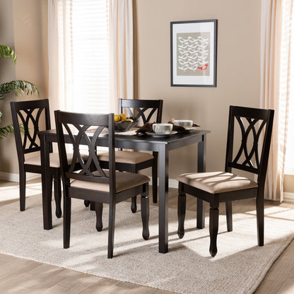 Baxton Studio - Reneau Dining Set in Sand Brown/Espresso - RH316C-Sand/Dark Brown-5PC Dining Set view 3