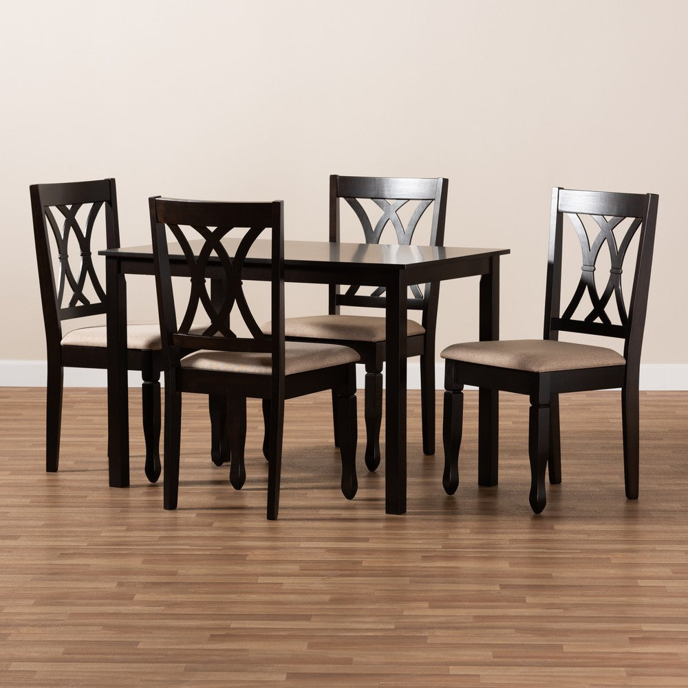 Baxton Studio - Reneau Dining Set in Sand Brown/Espresso - RH316C-Sand/Dark Brown-5PC Dining Set view 4