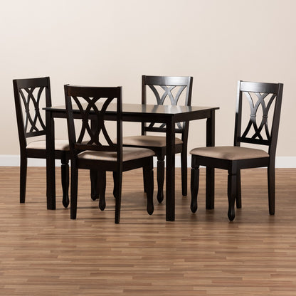 Baxton Studio - Reneau Dining Set in Sand Brown/Espresso - RH316C-Sand/Dark Brown-5PC Dining Set view 4