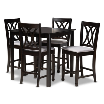 Baxton Studio - Reneau Pub Set in Gray/Espresso - RH316P-Grey/Dark Brown-5PC Pub Set view 1