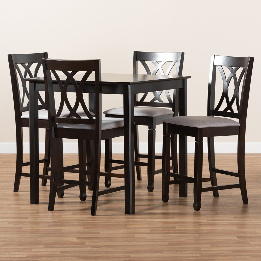 Baxton Studio - Reneau Pub Set in Gray/Espresso - RH316P-Grey/Dark Brown-5PC Pub Set view 5