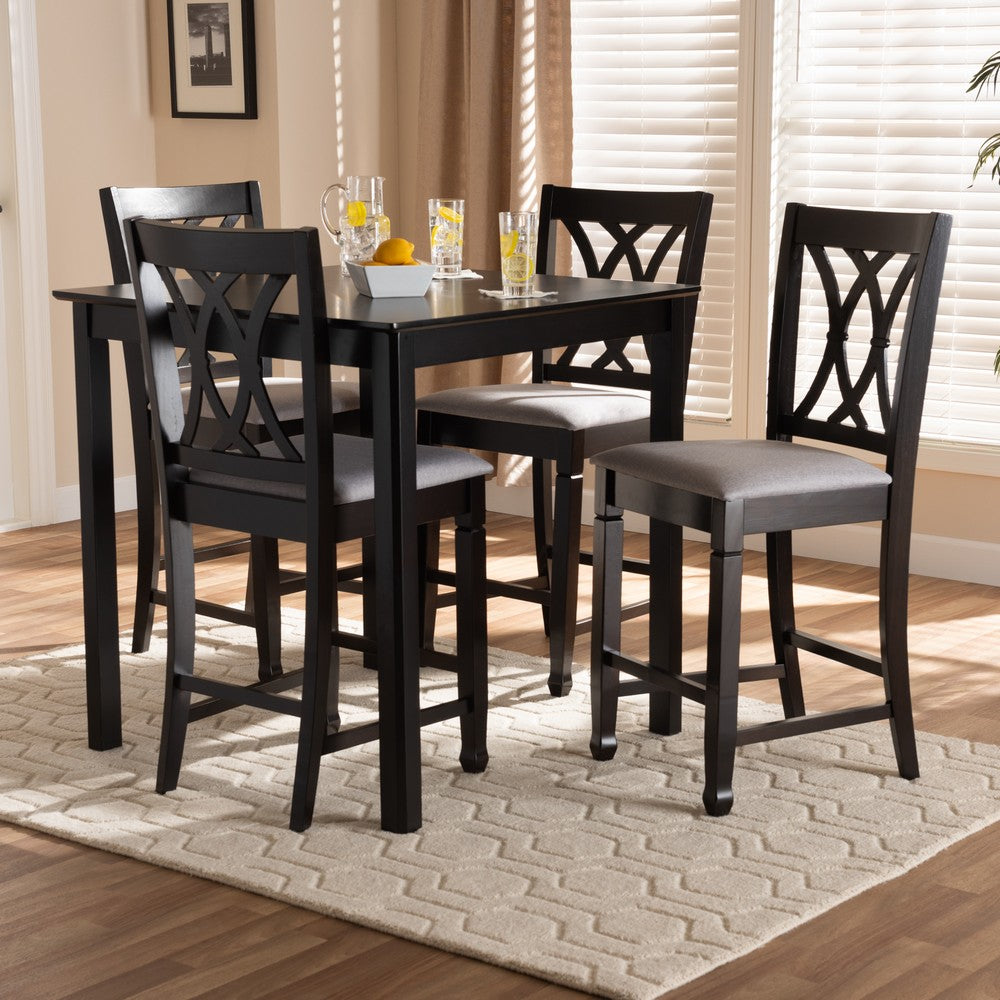 Baxton Studio - Reneau Pub Set in Gray/Espresso - RH316P-Grey/Dark Brown-5PC Pub Set view 6