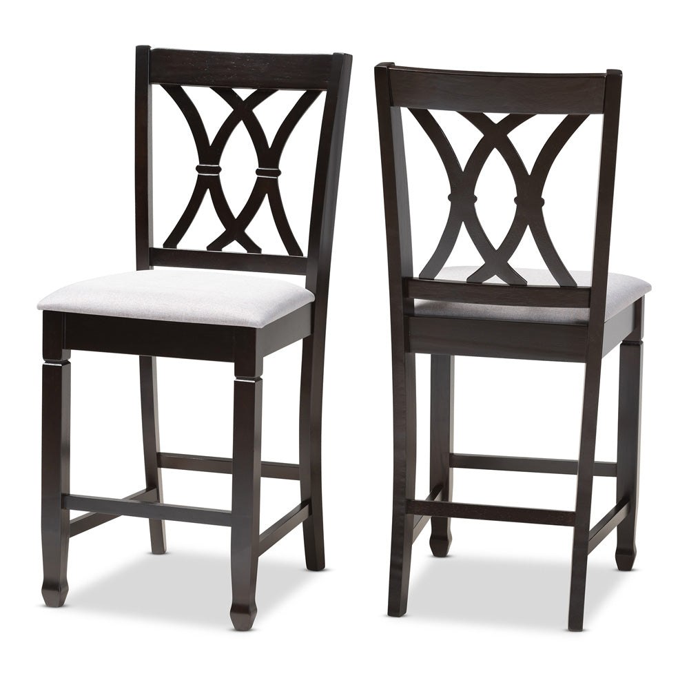 Baxton Studio - Reneau Set of 2 Counter Stools in Gray/Espresso - RH316P-Grey/Dark Brown-PC view 1