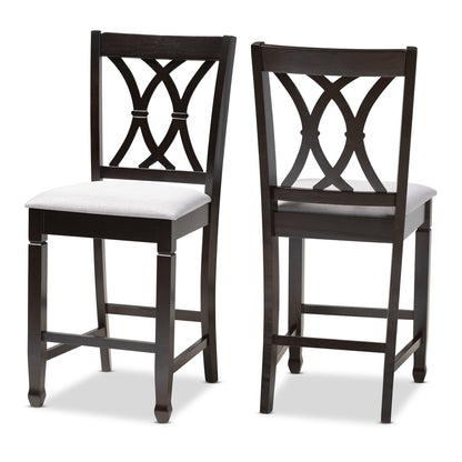 Baxton Studio - Reneau Set of 2 Counter Stools in Gray/Espresso - RH316P-Grey/Dark Brown-PC view 1