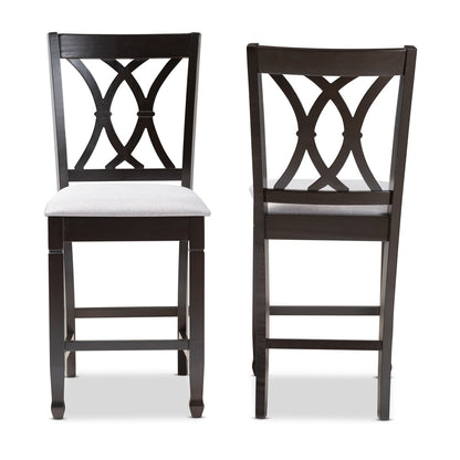 Baxton Studio - Reneau Set of 2 Counter Stools in Gray/Espresso - RH316P-Grey/Dark Brown-PC view 2