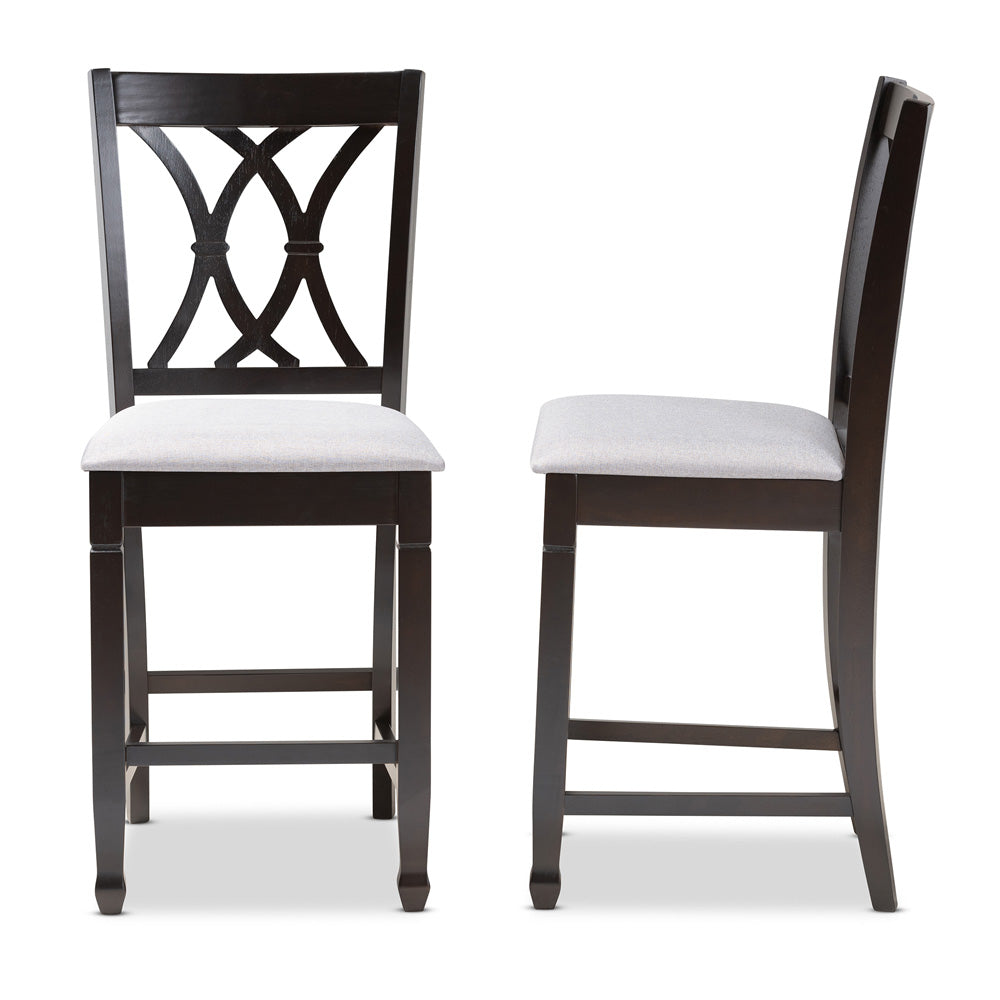 Baxton Studio - Reneau Set of 2 Counter Stools in Gray/Espresso - RH316P-Grey/Dark Brown-PC view 3