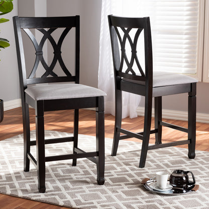 Baxton Studio - Reneau Set of 2 Counter Stools in Gray/Espresso - RH316P-Grey/Dark Brown-PC view 5