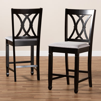 Baxton Studio - Reneau Set of 2 Counter Stools in Gray/Espresso - RH316P-Grey/Dark Brown-PC view 6