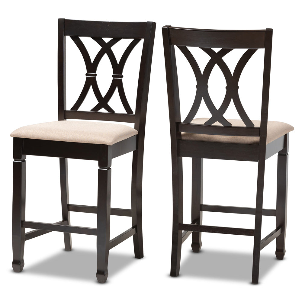 Baxton Studio - Reneau Set of 2 Counter Stools in Sand Brown/Espresso - RH316P-Sand/Dark Brown-PC view 1
