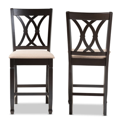 Baxton Studio - Reneau Set of 2 Counter Stools in Sand Brown/Espresso - RH316P-Sand/Dark Brown-PC view 2