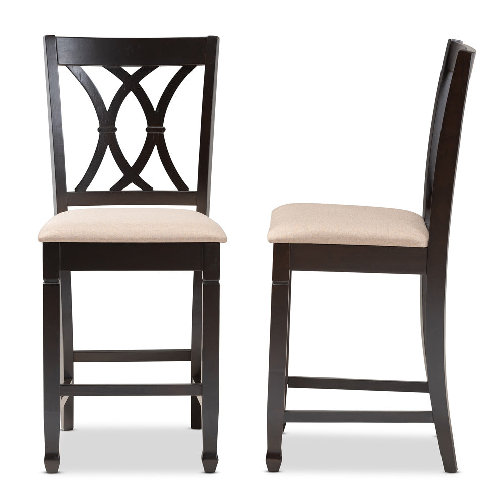 Baxton Studio - Reneau Set of 2 Counter Stools in Sand Brown/Espresso - RH316P-Sand/Dark Brown-PC view 3