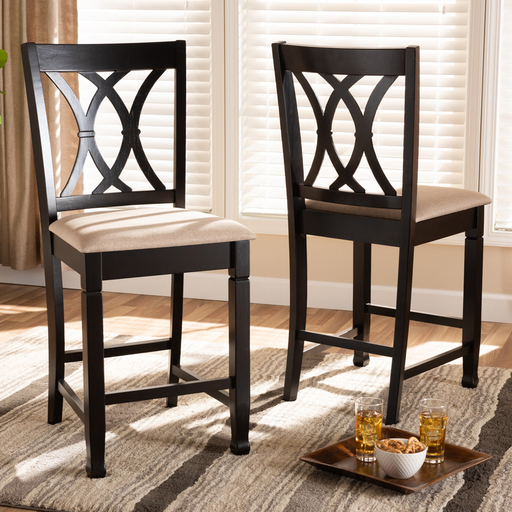 Baxton Studio - Reneau Set of 2 Counter Stools in Sand Brown/Espresso - RH316P-Sand/Dark Brown-PC view 5