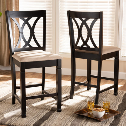 Baxton Studio - Reneau Set of 2 Counter Stools in Sand Brown/Espresso - RH316P-Sand/Dark Brown-PC view 5