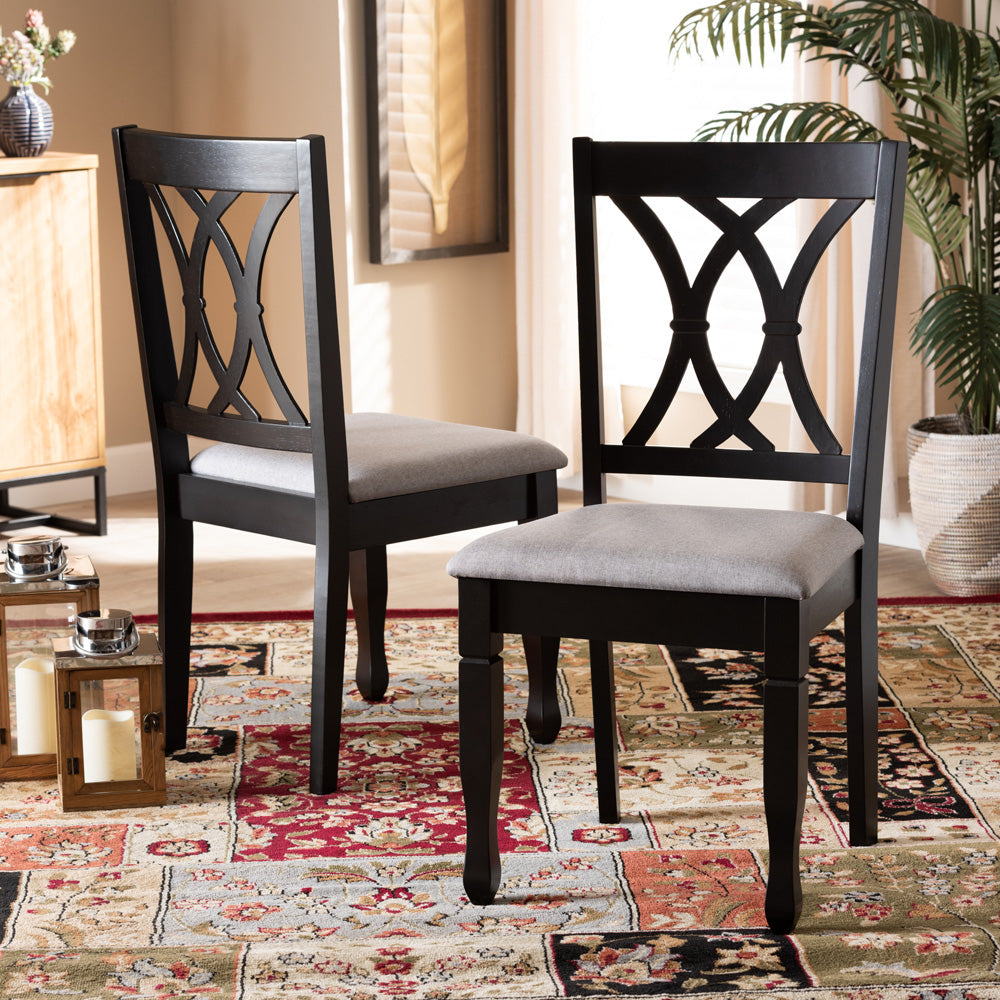 Baxton Studio - Reneau Set of 2 Dining Chairs in Grey/Espresso - RH316C-Grey/Dark Brown-DC-2PK view 6