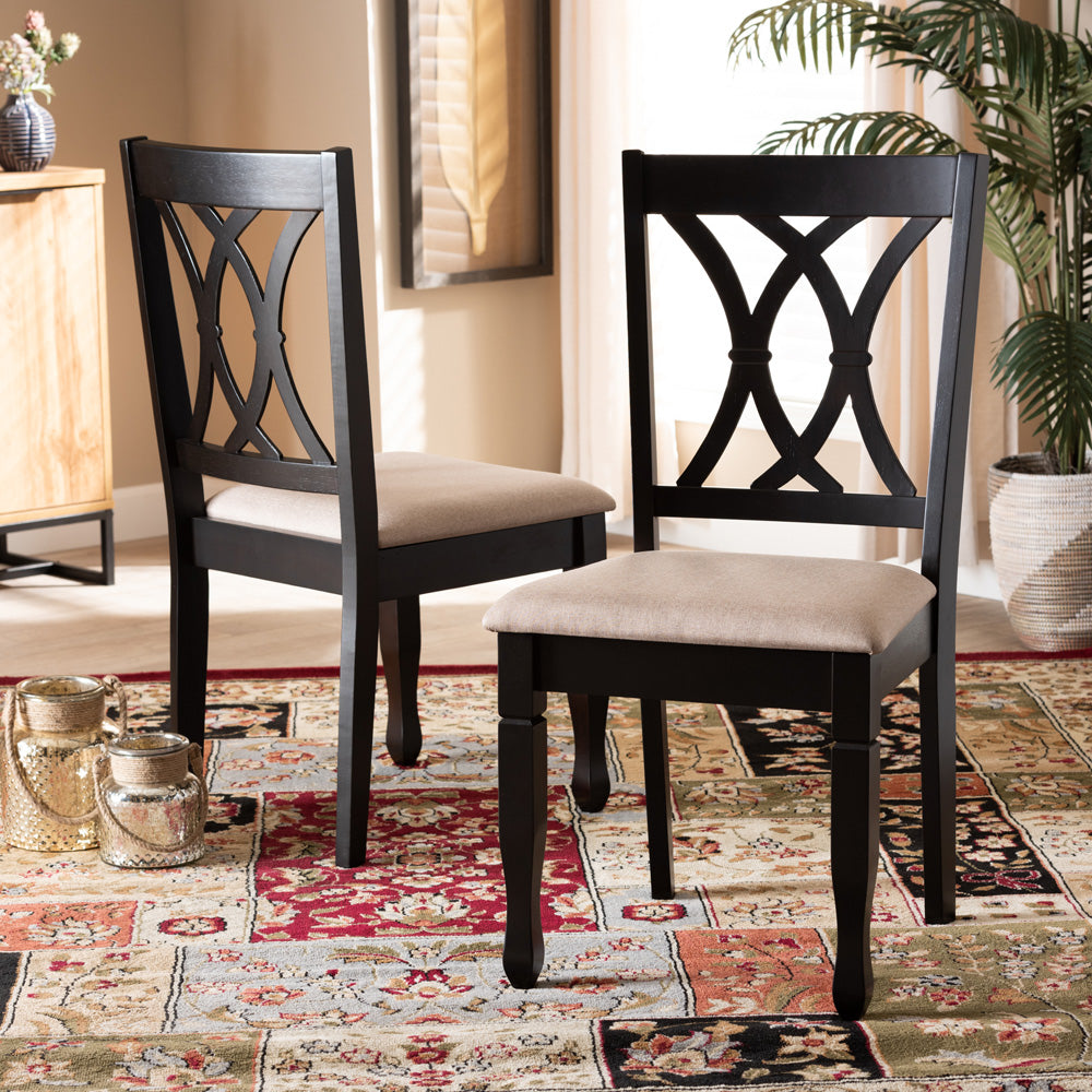 Baxton Studio - Reneau Set of 2 Dining Chairs in Sand Brown/Espresso - RH316C-Sand/Dark Brown-DC-2PK view 6