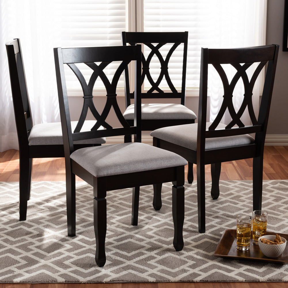 Baxton Studio - Reneau Set of 4 Dining Chairs in Gray/Espresso - RH316C-Grey/Dark Brown-DC-4PK view 5