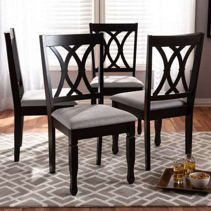 Baxton Studio - Reneau Set of 4 Dining Chairs in Gray/Espresso - RH316C-Grey/Dark Brown-DC-4PK view 5