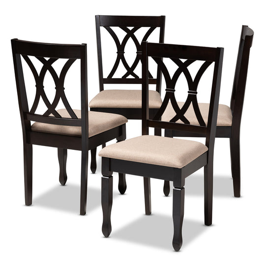 Baxton Studio - Reneau Set of 4 Dining Chairs in Sand Brown/Espresso - RH316C-Sand/Dark Brown-DC-4PK view 1