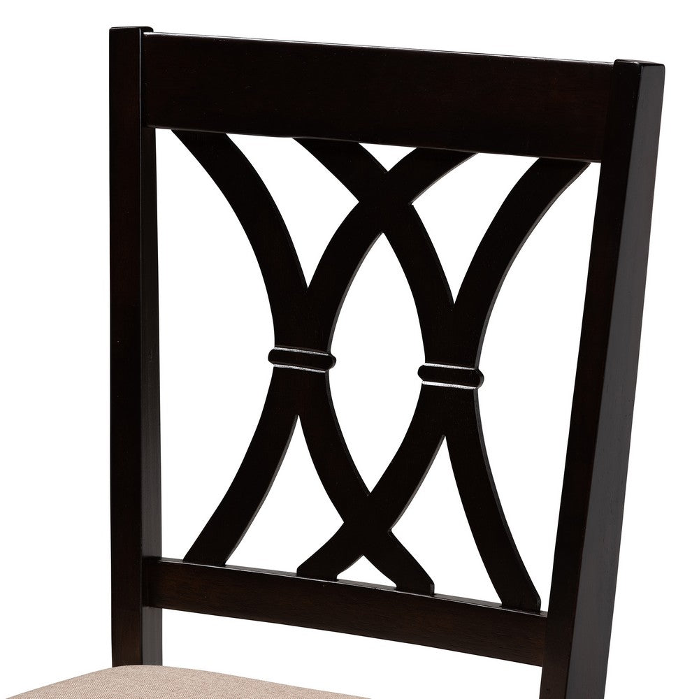 Baxton Studio - Reneau Set of 4 Dining Chairs in Sand Brown/Espresso - RH316C-Sand/Dark Brown-DC-4PK view 3