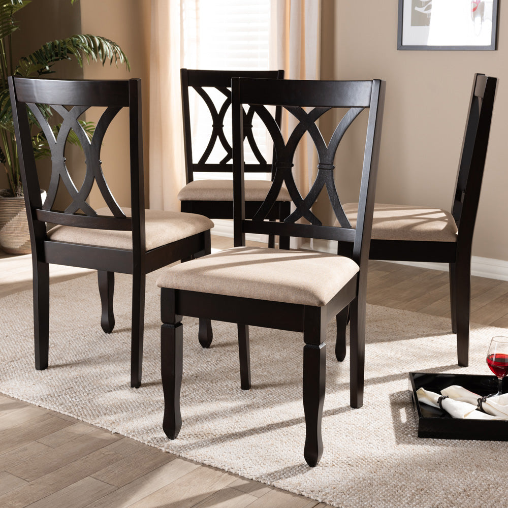 Baxton Studio - Reneau Set of 4 Dining Chairs in Sand Brown/Espresso - RH316C-Sand/Dark Brown-DC-4PK view 5
