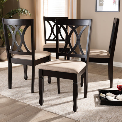 Baxton Studio - Reneau Set of 4 Dining Chairs in Sand Brown/Espresso - RH316C-Sand/Dark Brown-DC-4PK view 5