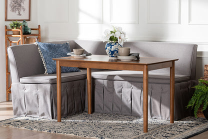 Baxton Studio - Reuben Dining Bench - Reagon-Grey/Walnut-3PC Dining Nook Set view 5
