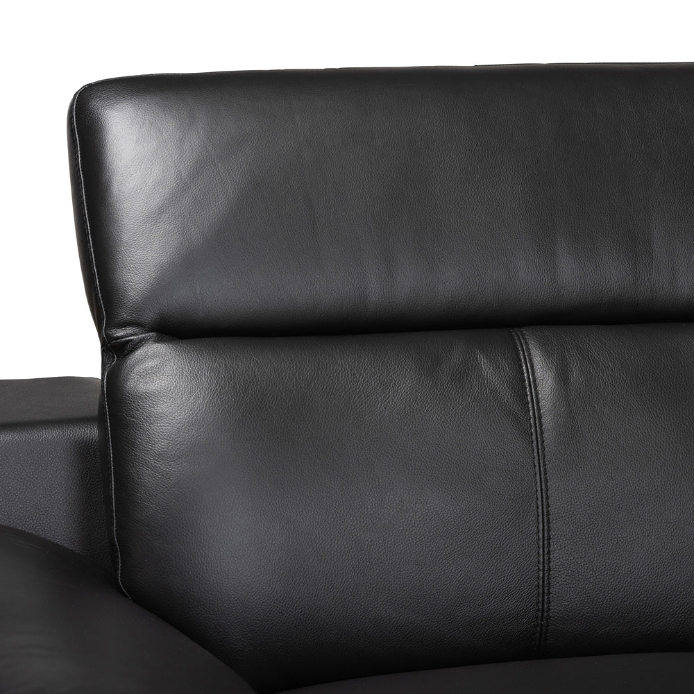 Baxton Studio - Reverie Sectional Sofa in Black/Walnut Brown - LSG6002L-Sectional-Full Leather-Black-Dakota 06 view 3