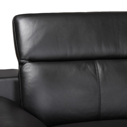 Baxton Studio - Reverie Sectional Sofa in Black/Walnut Brown - LSG6002L-Sectional-Full Leather-Black-Dakota 06 view 3