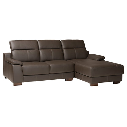Baxton Studio - Reverie Sectional Sofa in Brown/Walnut Brown - LSG6002L-Sectional-Full Leather-Brown-Dakota 05 view 1