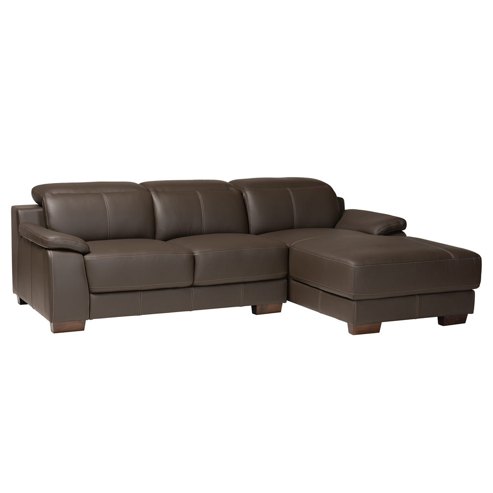 Baxton Studio - Reverie Sectional Sofa in Brown/Walnut Brown - LSG6002L-Sectional-Full Leather-Brown-Dakota 05 view 2