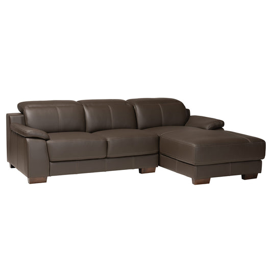 Baxton Studio - Reverie Sectional Sofa in Brown/Walnut Brown - LSG6002L-Sectional-Full Leather-Brown-Dakota 05 view 2