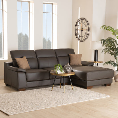 Baxton Studio - Reverie Sectional Sofa in Brown/Walnut Brown - LSG6002L-Sectional-Full Leather-Brown-Dakota 05 view 6