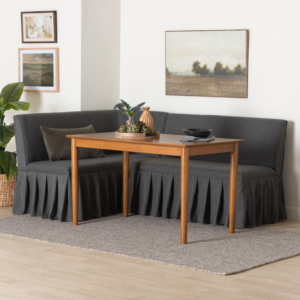 Baxton Studio - Richard Dining Set in Dark Grey/Dark Brown/Walnut Brown - Richard-Dark Grey/Walnut-3PC Dining Nook Set view 9