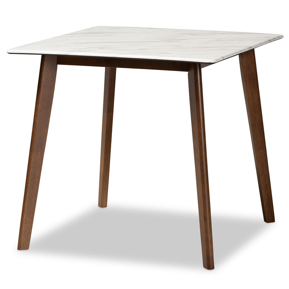 Baxton Studio - Richmond Dining Set in Light Beige/Walnut Brown/Marble - Richmond-Latte/Walnut-5PC Dining Set view 3
