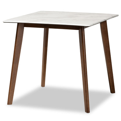 Baxton Studio - Richmond Dining Set in Light Beige/Walnut Brown/Marble - Richmond-Latte/Walnut-5PC Dining Set view 3