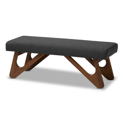 Baxton Studio - Rika Dining Bench in Dark Grey - BBT5367-Dark Grey/Walnut-Bench view 1