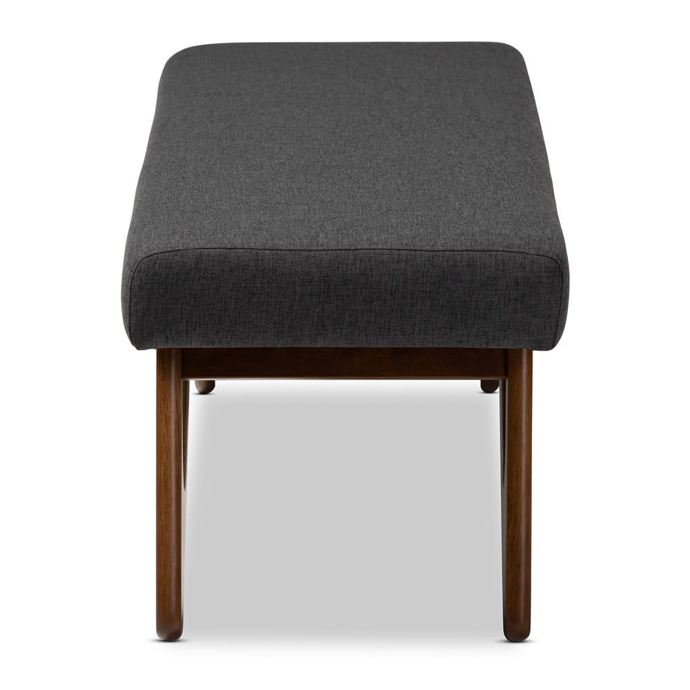Baxton Studio - Rika Dining Bench in Dark Grey - BBT5367-Dark Grey/Walnut-Bench view 3
